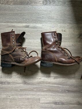 Women’s Brown Leather Lace-Up Work Boots
